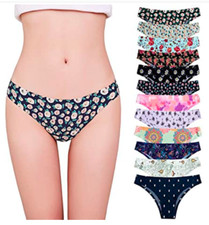 Gviancxi 12 Pack Women's Seamless No Show Thongs Briefs Breathable Cotton Medium