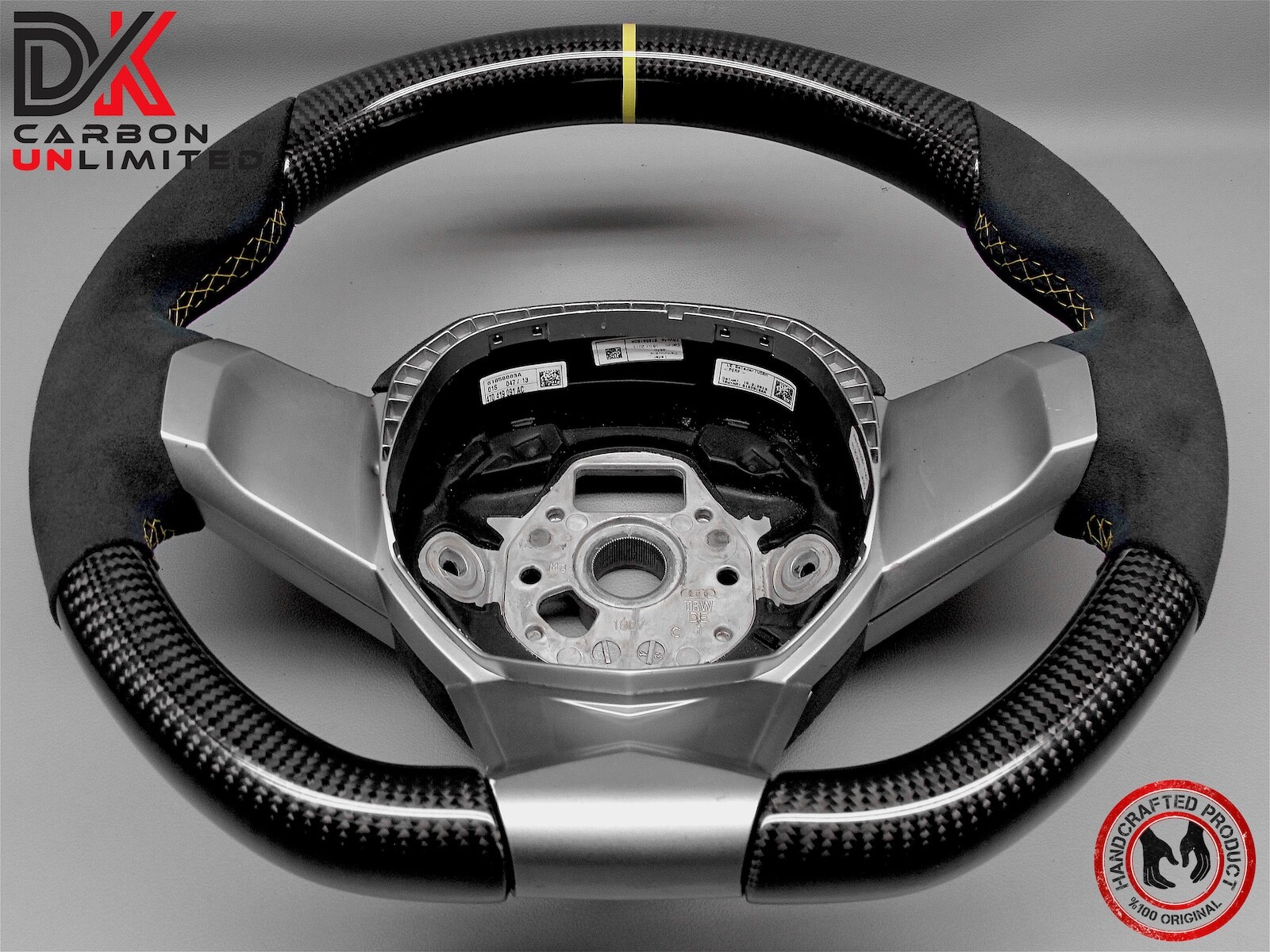 Lamborghini Aventador LP720 LP700 Alcantara Yellow Ring Carbon Steering Wheel v4
