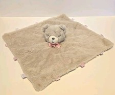 Kellytoy Brown Sleeping Teddy Bear 13" Lovey Security Blanket with Pink Tags