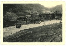 Orig. Foto 9.PD Kolonne Panzersperren Brücke vor SKOPJE Üsküp Mazedonien 1941