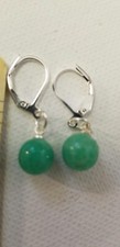 Green Adventurine 1/4 drilled Earrings silverp. leverback dangle drops Classic