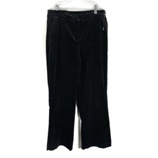 St. John Sport Black Velour Velvet Straight Leg Chain Detail Slack Pants Size 4