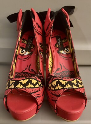 Iron Fist Soul Stealer Heels Pumps Peep Toe Devil Women’s Size