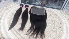 13A+BRAZILIAN VIRGIN HUMAN HAIR WEFT 18+18&18INCH 8X8 EXTRA WIDIEST CLOSURE 320g