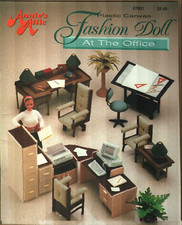NEW FASHION DOLL AT THE OFFICE PLAYSET ANNIE'S PLASTIC CANVAS PATTERN BOOK HTF