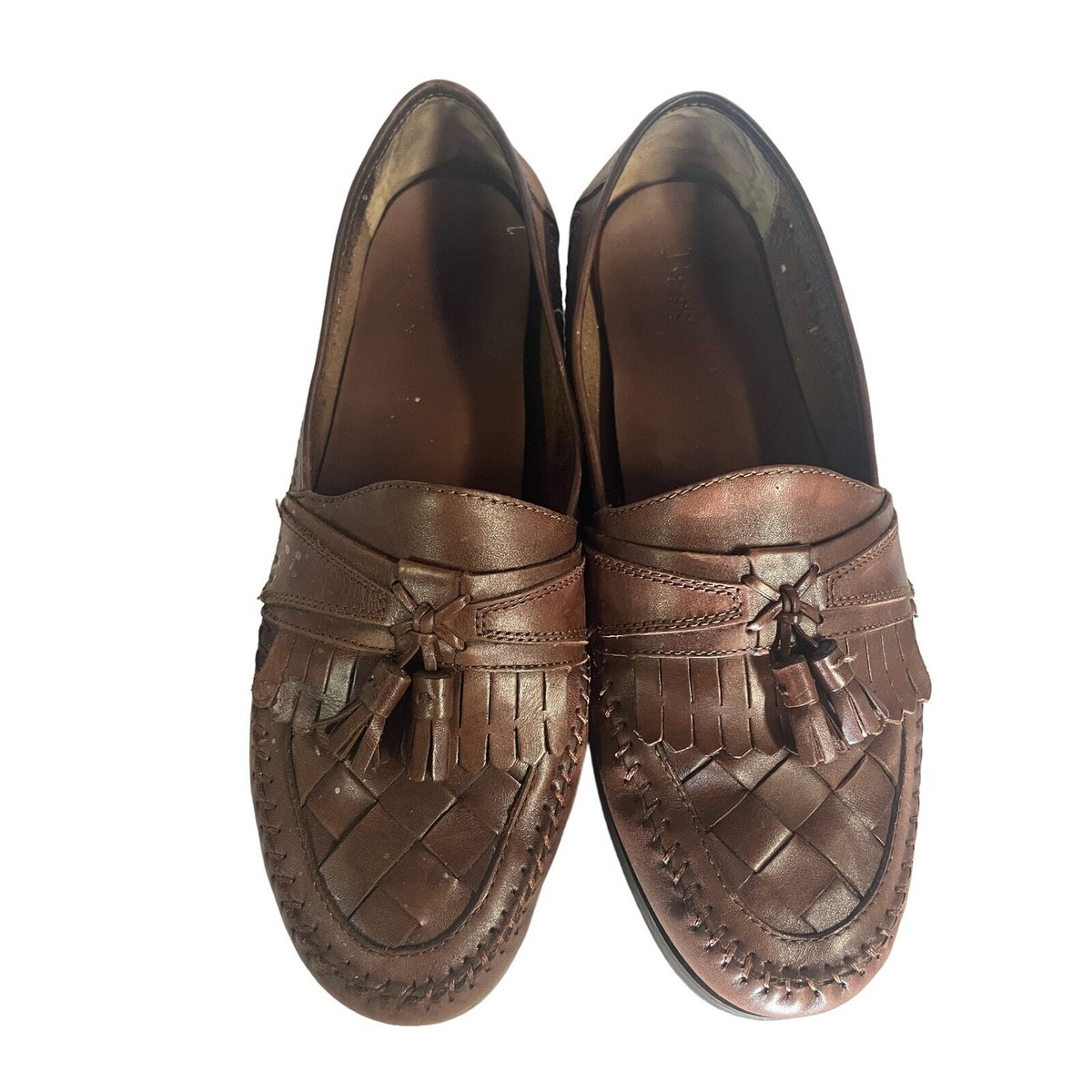 Bass Mens Lloyd Loafer Dress Shoes Brown Leather Woven Kiltie Tassel Slip On 12W Bass Mens Lloyd Loafer Dress Shoes Brown Leather Woven  main image 3
