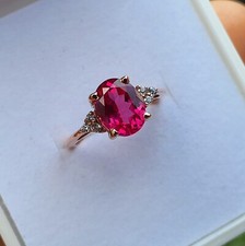 925 Sterling Silver Lab Created Ruby Ring July Birthstone Engagement Gifts Ring