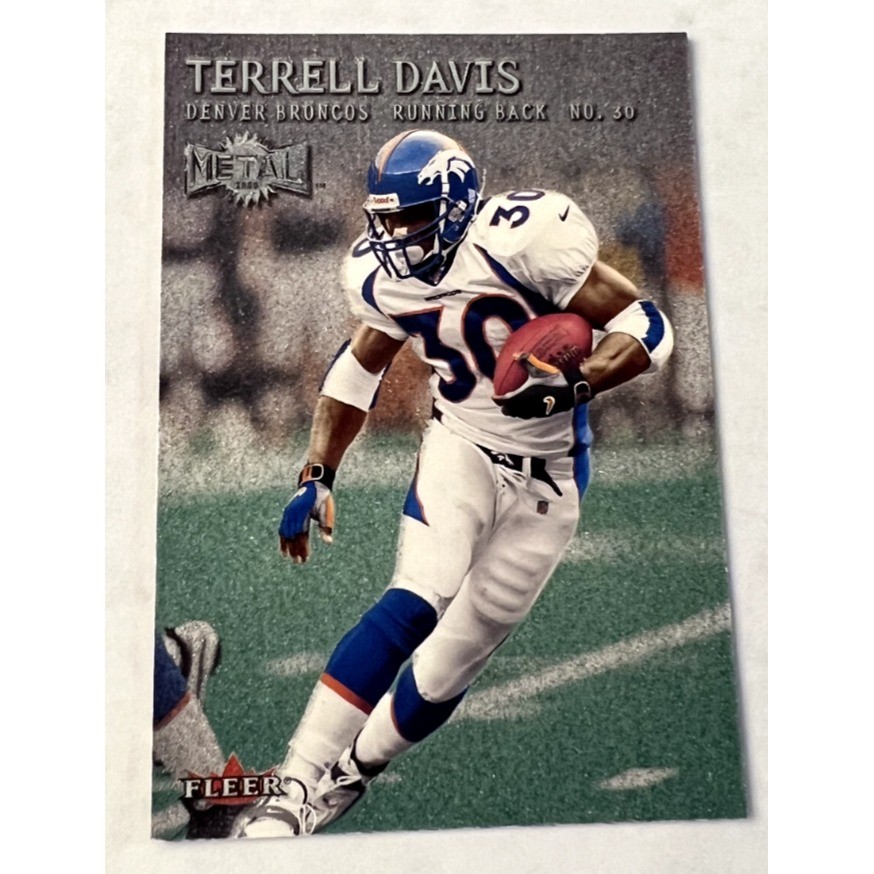 2000 Fleer SkyBox Metal NFL Football Cards #41 Terrell Davis Denver Broncos