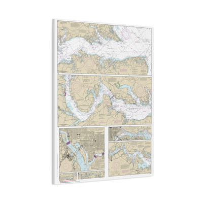 Potomac River to Washington DC Nautical Chart Sailing Map Framed Canvas 30x40