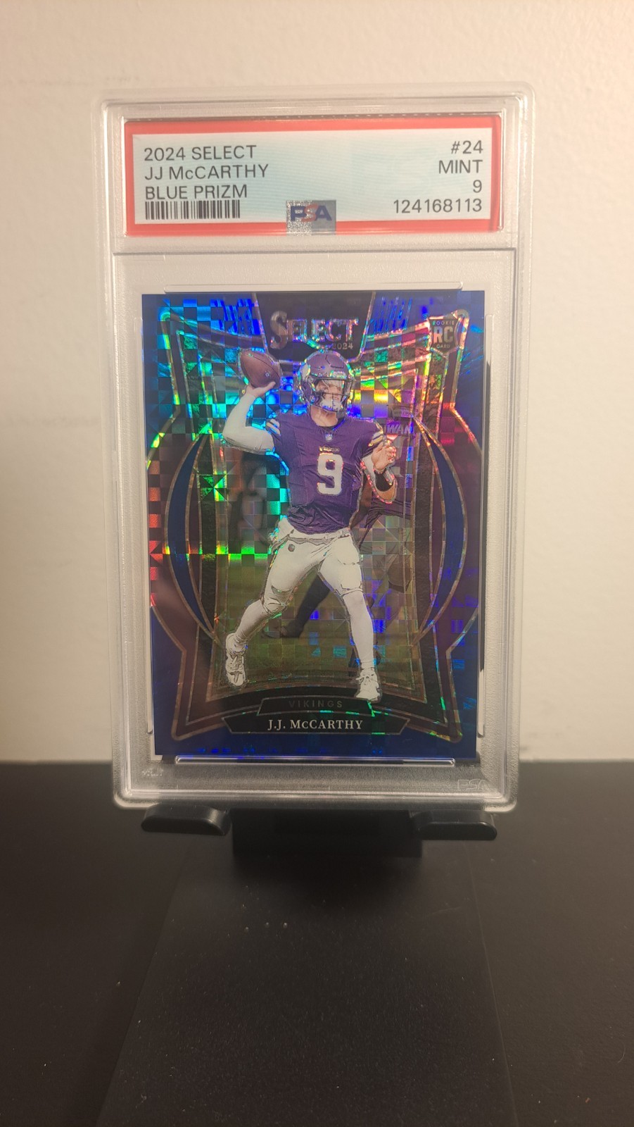2024 Panini Select - Concourse J.J. McCarthy Blue Checkerboard Prizm /249 (RC)