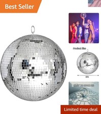 Silver Hanging Disco Ball - 8-Inch Rotating Mirror Ball for Parties  Events