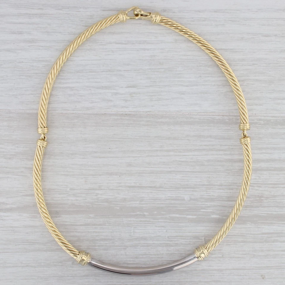 David Yurman 0.32ctw Diamond Collar Choker Necklace 18k Yellow White Gold 15.75" - Image 2 of 4