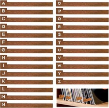 26Pcs Vinyl Record Dividers A-Z Wooden Dividers Alphabetical Record Clip Divider