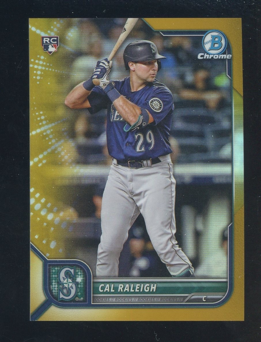 2022 Bowman Chrome Cal Raleigh #51 RC Rookie Gold Refractor /50