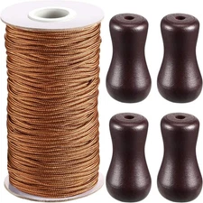 Hestya 1.8 mm White Braided Lift Shade Cord 55 Yards/roll with 4 Pieces Wood