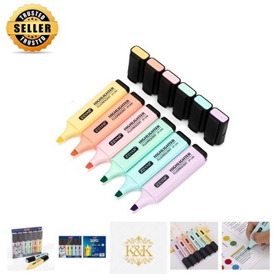 AP Certified Water-Based Highlighter Set - 6 Macaron Colors for Creative Touch