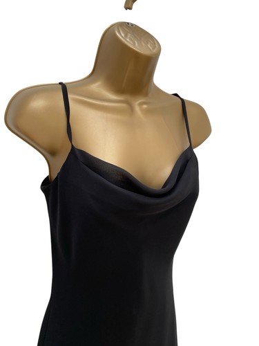 New Look Vintage Dress Y2K Black Slip Dress Size 10 Cowl Neck Lined Made in UK - Picture 8 of 12