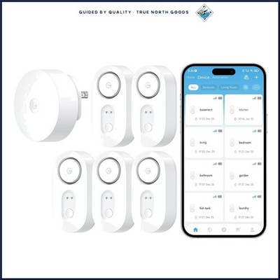 WiFi Water Leak Detector with 1804 ft Connectivity and Multiple Alarm Methods