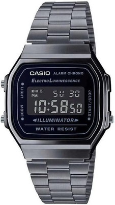 Casio A168WEGG-1BEF Vintage Armbanduhr Digitaluhr Uhr Edelstahl 36 mm silber