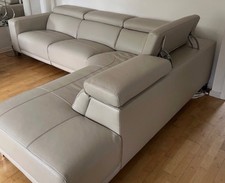 leather beige low corner sofa