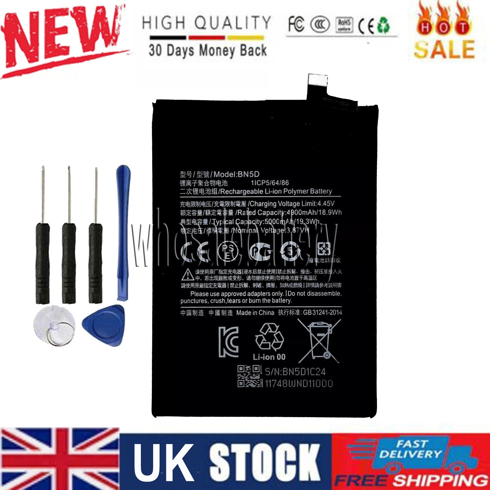 New 5000mAh BN5D Battery For Poco M4 PRO 4G for Redmi Note 11S Note 11 4G TOOLS