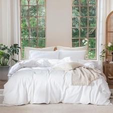 MooMee Bedding King Size Duvet Cover Set in Solid Bright White