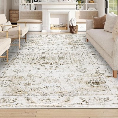 Beige Teppich 200x300cm waschbar rutschfest Wohnzimmer Schlafzimmer Kurzflor