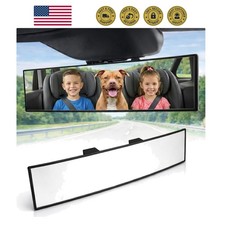 Universal 11.8 Clip-on Rear View Mirror - Clear Hd Glass Blind Spot Reduction