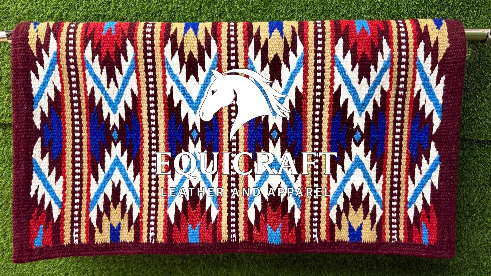 Granate Rojo Azul Multicolor Southwestern Lana Sillín Mantas Horse Show Pad Set