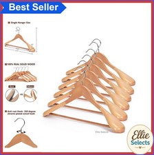 Wooden Suit Hangers 6 Pack Wide Shoulder Non Slip Pant Bar Swivel Hook