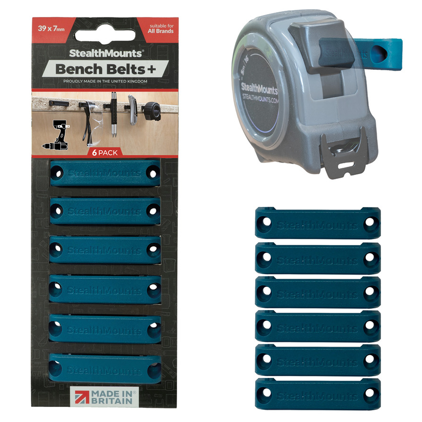 StealthMounts Bench Belts+ Universal Tool & Accessory Storage Mounts - Blue