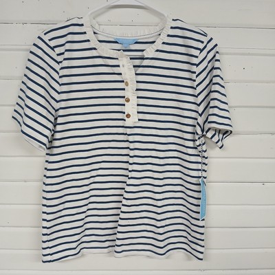 Nwt Draper James Nautical Striped Tee With Ruffle Trim Small