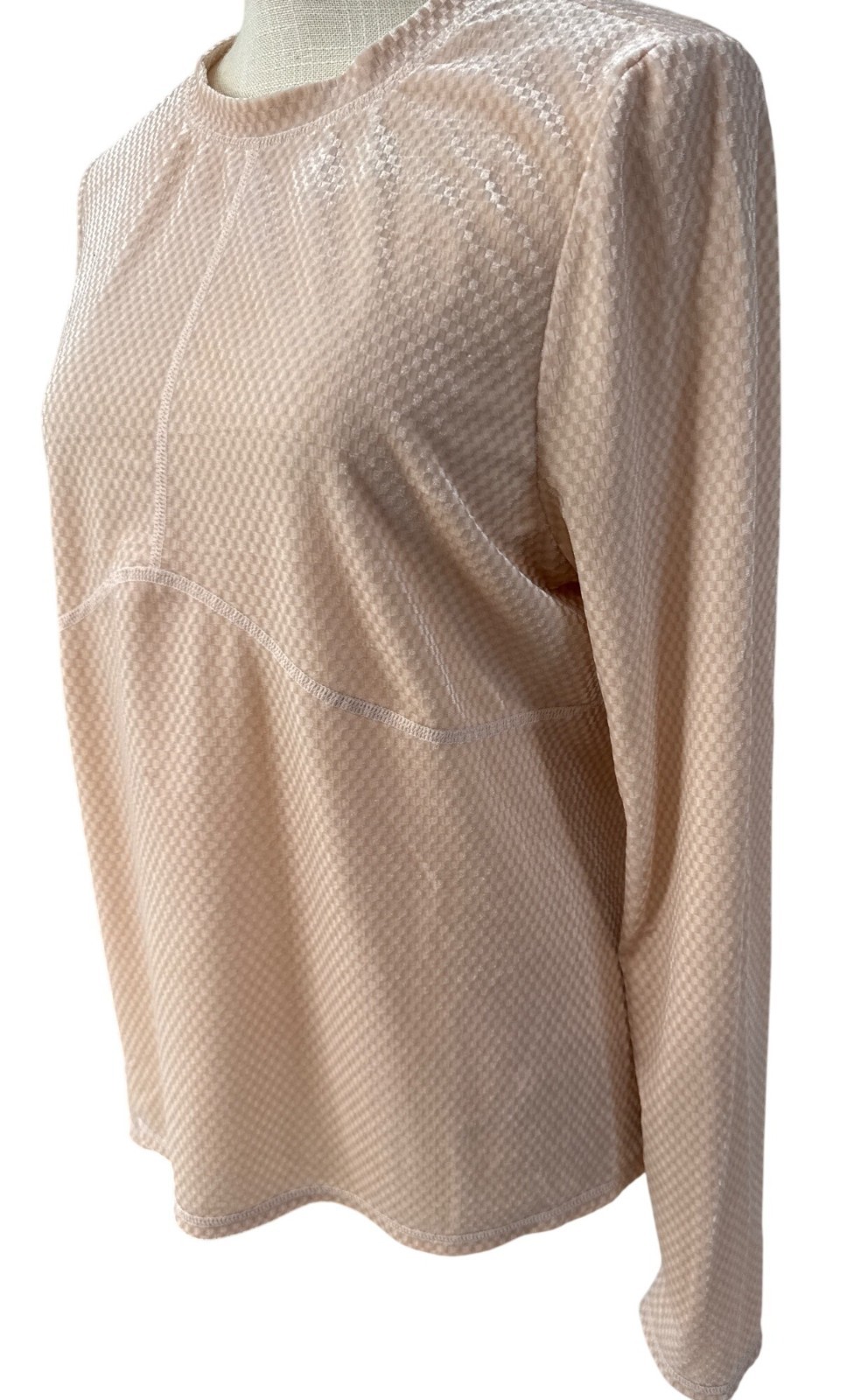 Fabletics Light Pink Textured Performance Long-sl… - image 2