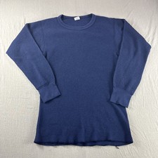 Vintage JE Morgan Waffle Knit Thermal Long Johns Top Men XL Blue Base Layer READ
