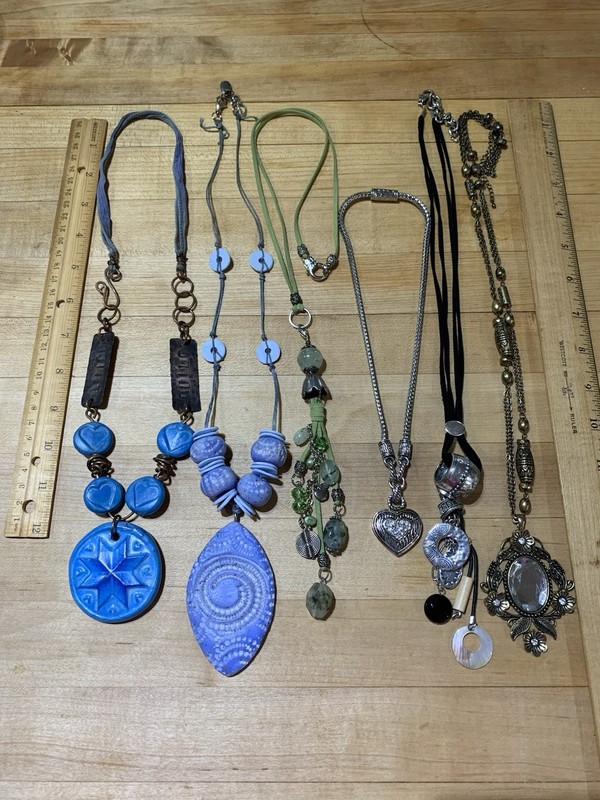 Necklace Lot Vintage, Artist Made, Vintage, quilting All for 1 Price