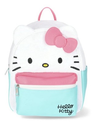 Hello Kitty Sanrio Women's Mini Backpack, White/ Pink /Blue New Bag Faux Leather