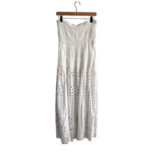 Michael Kors Womens Strapless White Eyelet Maxi Dress Size L Euro Summer Coastal