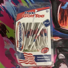 Pride Golf Tee 3 1/4 inch American Flag Evolution Golf Tees, White - 30 Pack