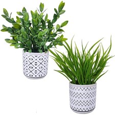 Set of 2 Artificial Potted Plants Potted Eucalyptus Plant Artificial Grass in...