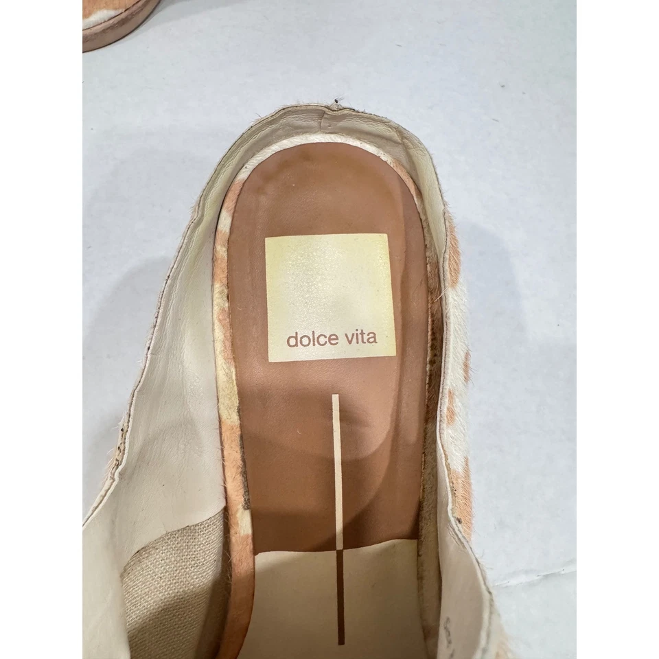 Dolce Vita Estampado de Vaca Pelo Cuero de Becerro Mules Tacón Bloque Slides Mujeres Talla 8 Foto 3 de 4