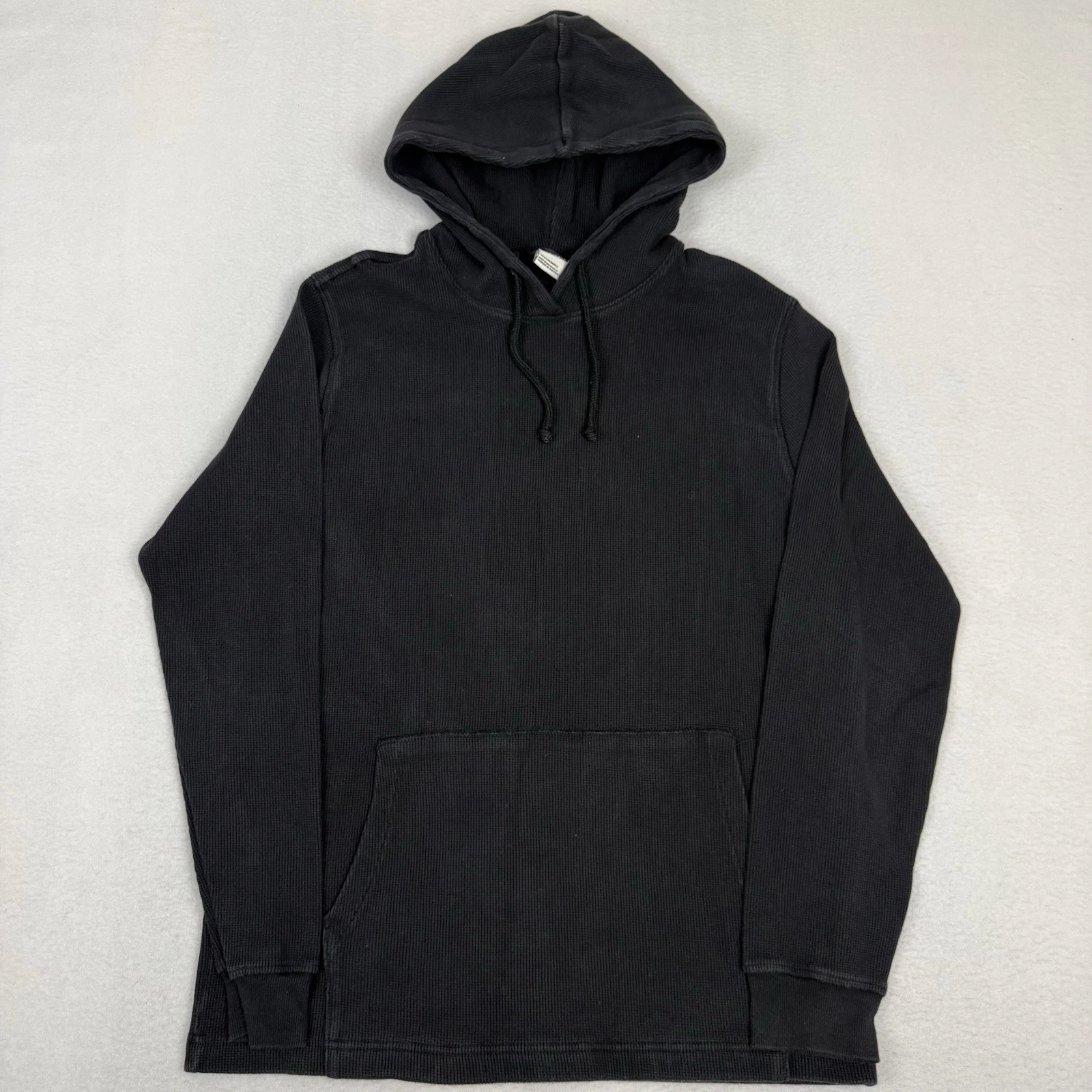 The North Face Men's Large Black Waffle Knit Thermal Pullover Hoodie A7WS8