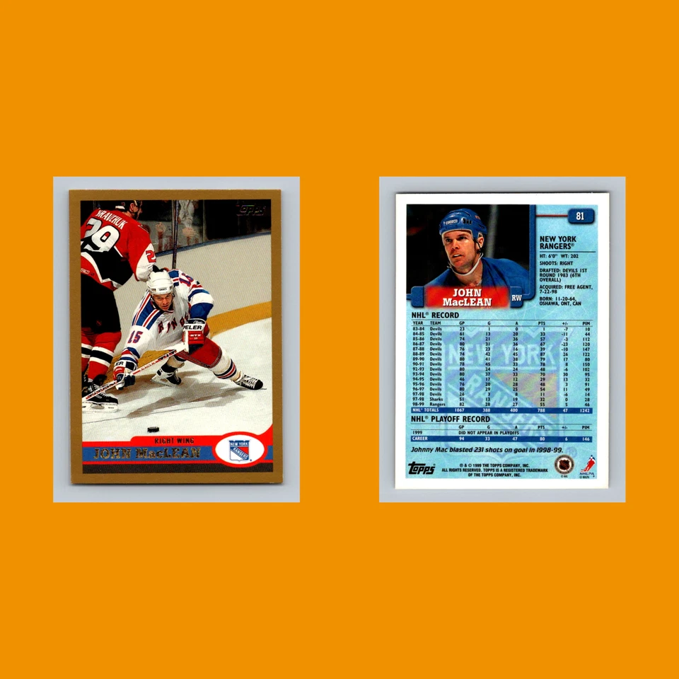 John MacLean #81 1999 Topps New York Rangers Hockey Card NHL NM - Image 3 of 3