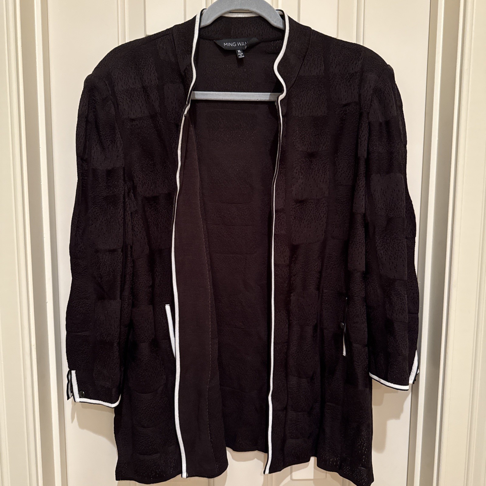 Ming Wang Large Brown Patterned Knit Cardigan Jac… - image 1