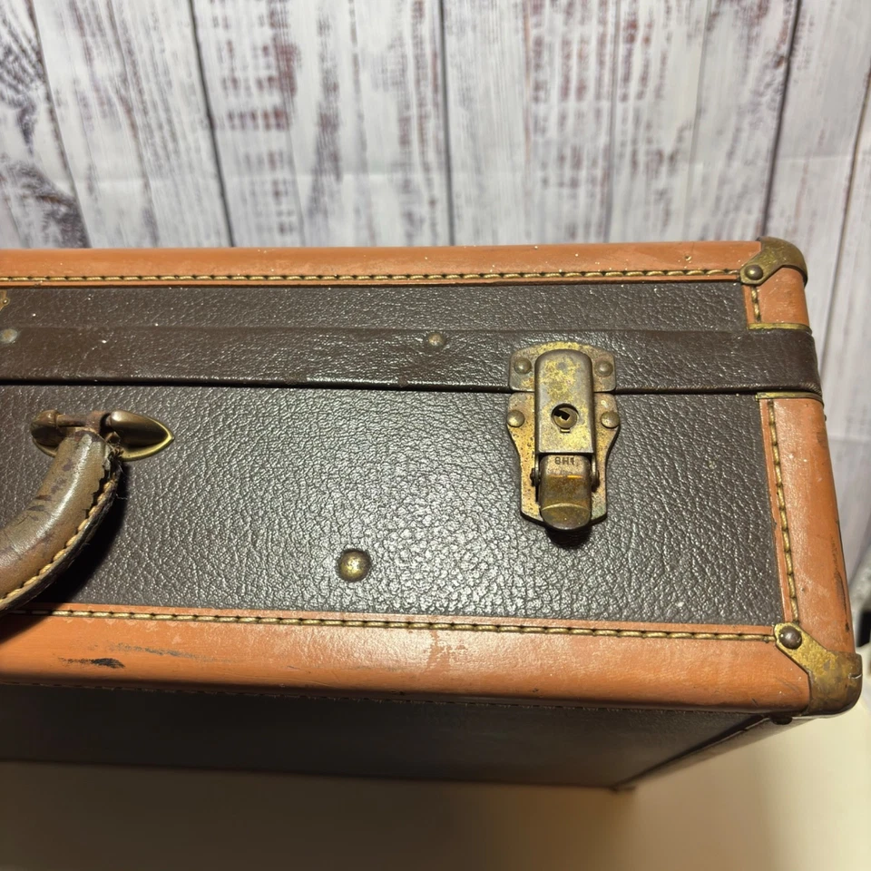 Vintage Hartmann Leather Trim Suitcase Brown Wardrobe Travel Case 1940s-1950s - Image 2 of 4