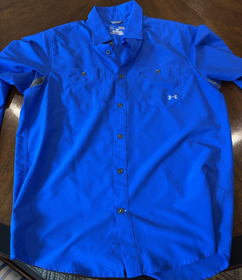 Under Armour Fish Hunter Men's Fishing Shirt M Long Sleeve Blue Button-Down