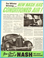 1938 Nash Ambassador Eight Sedan Automobile Car Heater Winter Driving 1937 Ad