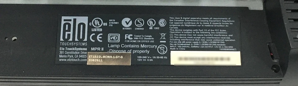 ELO TouchSystems ET1522L-8CWA-1-GY-G 15" LCD Dark Gray Touchscreen Monitor - Image 2 of 4