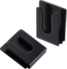 2Pcs Radio Microphone Hanger with Adhesive Back, CB Mic Holder Mount, Black Meta