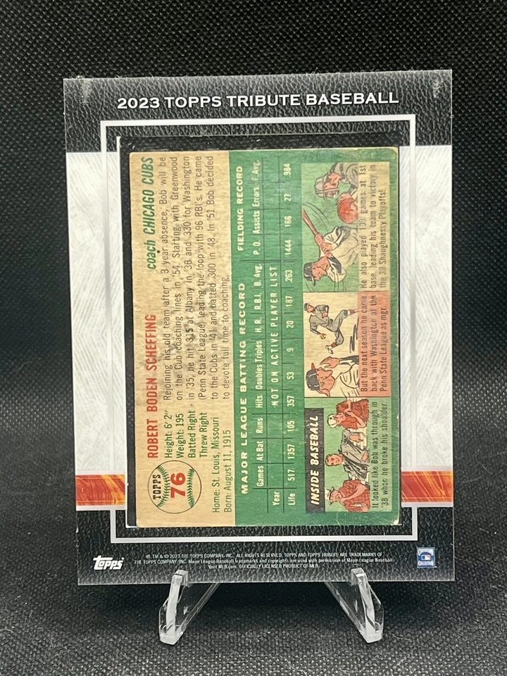 2023 Topps Tribute Bob Scheffing 1954 Buyback 1/1 Chicago Cubs - Image 3 of 3