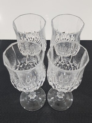 Cristal D Arques Longchamp Crystal Wine/Water Goblets Glasses 6.5 Set Of 4